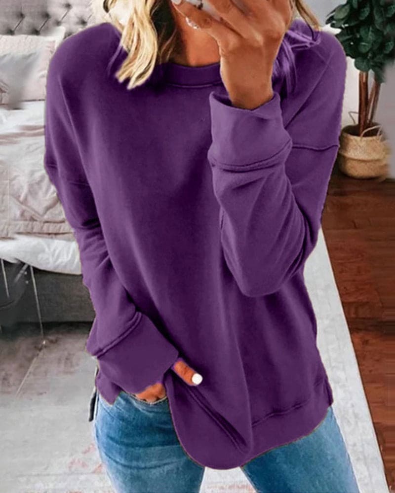 Women's Knitted Relaxed Fit Crew Neck Long Sleeve Jumper view 11