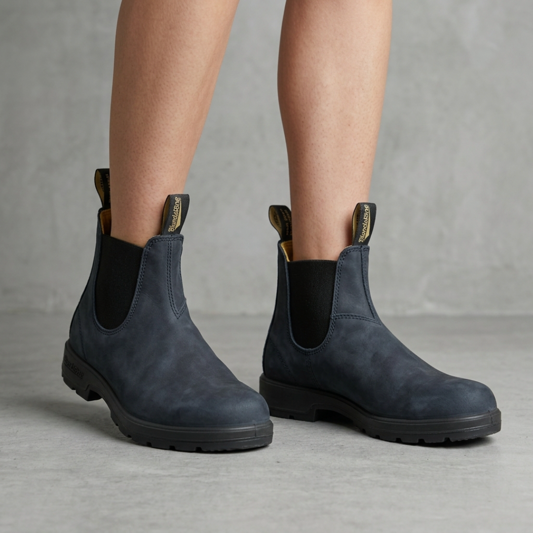 Women's Stretch Chelsea Boots for Work and Office in Blue