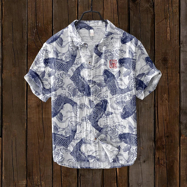 Men's Beige Shirt in Blue