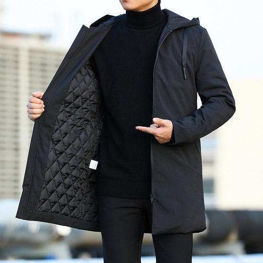 Men's Longline Hooded Waterproof Quilted Overcoat