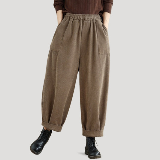 Women's Brown Wide Leg Trousers in Light Brown