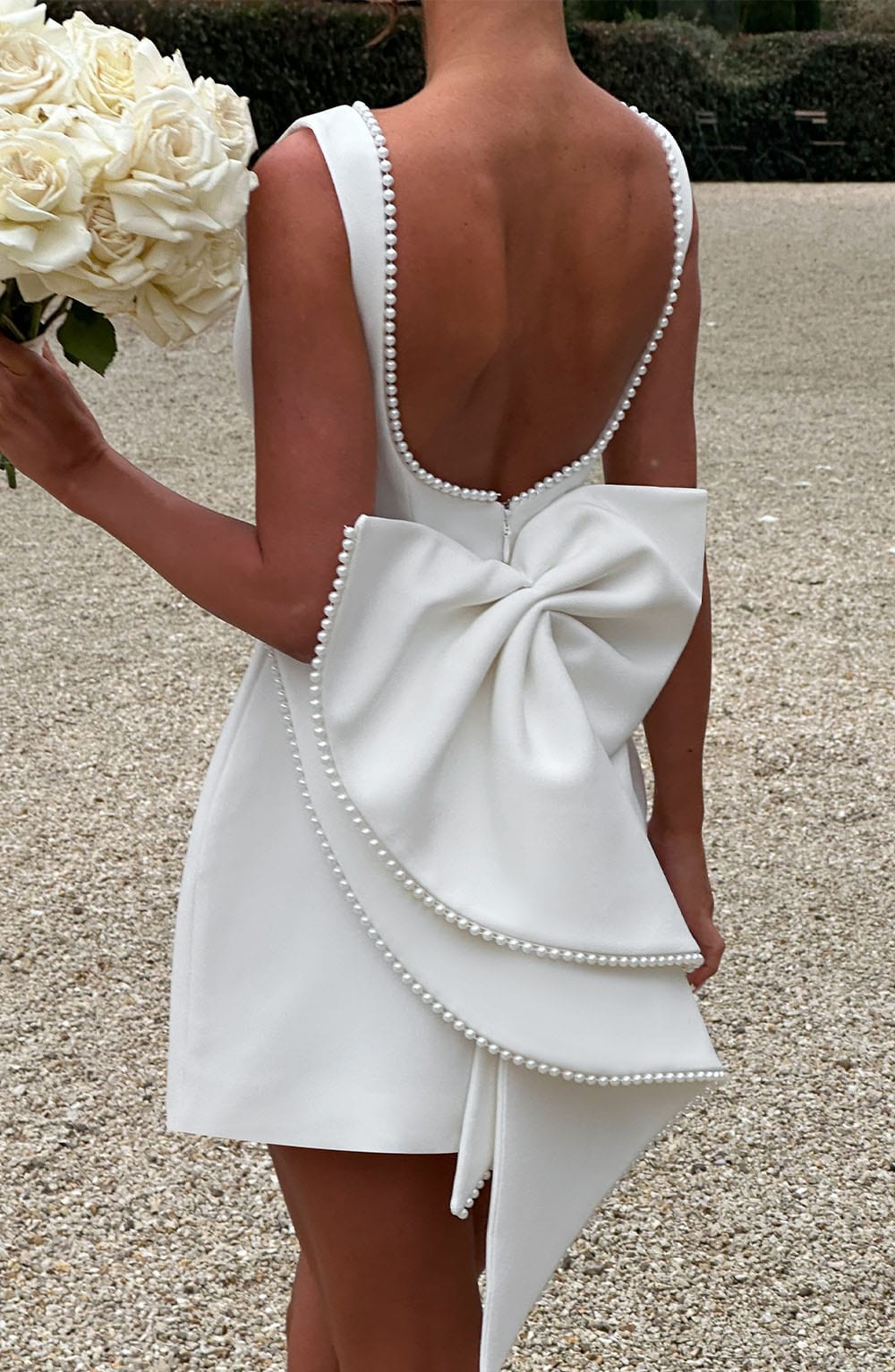 Women's Open Back Bow Detail Mini Dress