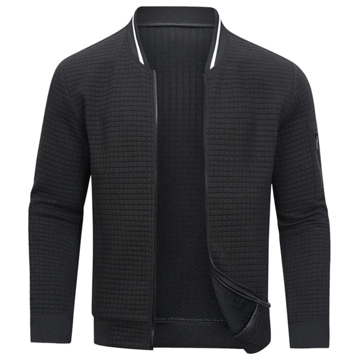 Men's Checked Casual Bomber Jacket view 3