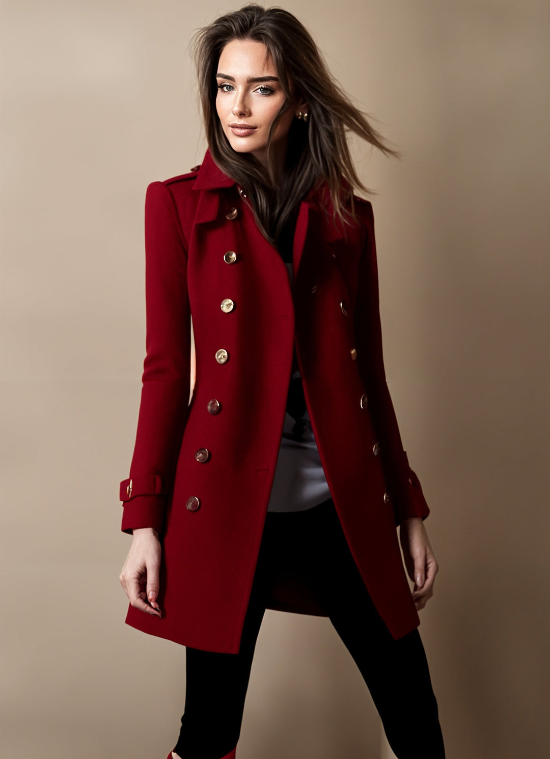 Women's Notch Lapel Double Breasted Longline Overcoat view 4