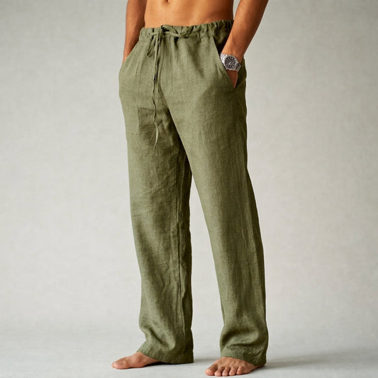 Men's Straight Leg Textured Tailored Trousers in Green