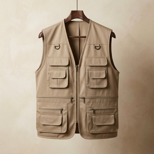 Men's Multi Pocket Gilet in Brown