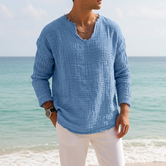 Men's V Neck Shirt in Light Blue