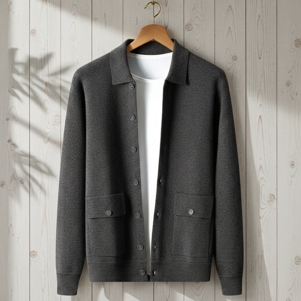 Men's Longline Winter Coat in Charcoal Gray