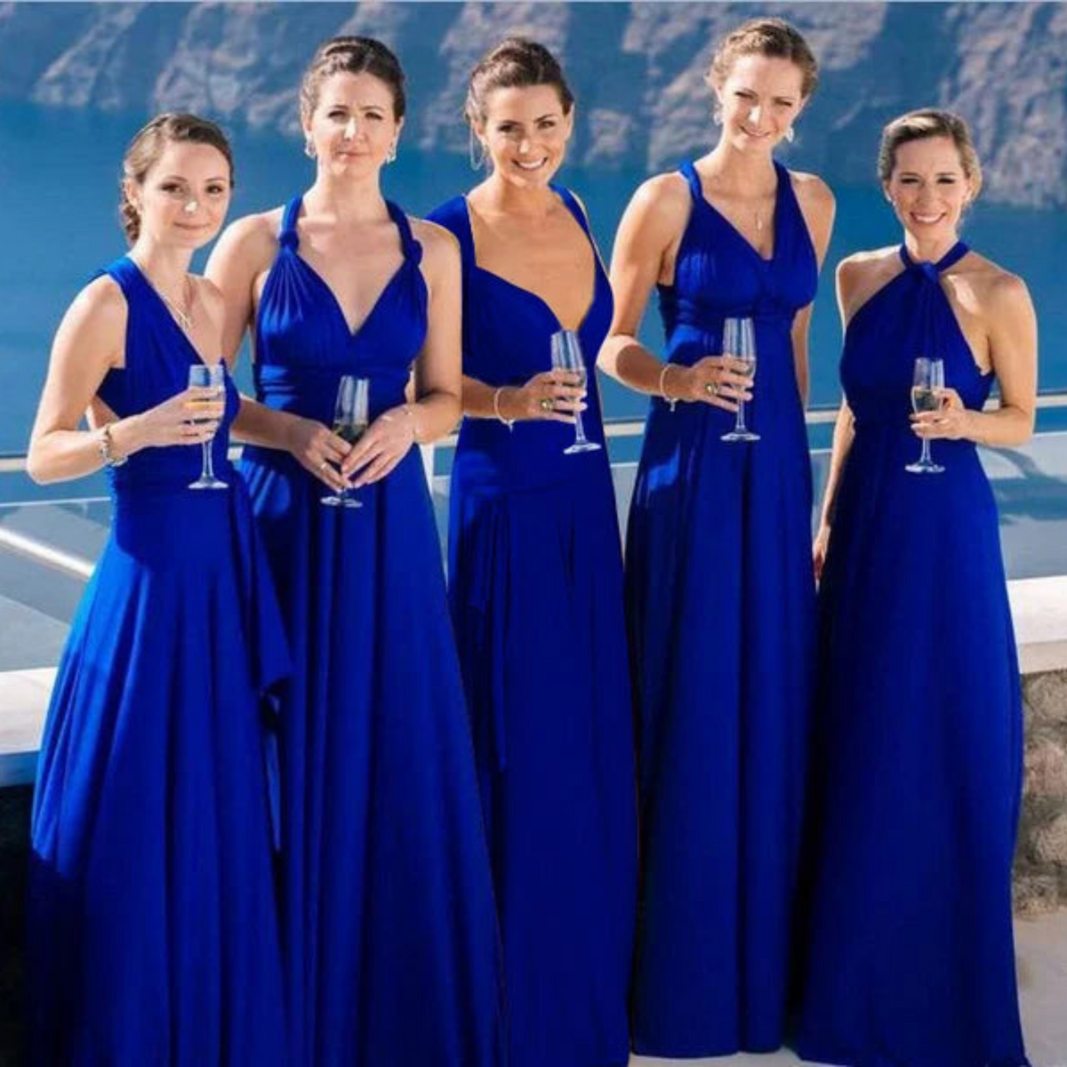 Women's Sleeveless Wrap Front Maxi Dress in Blue
