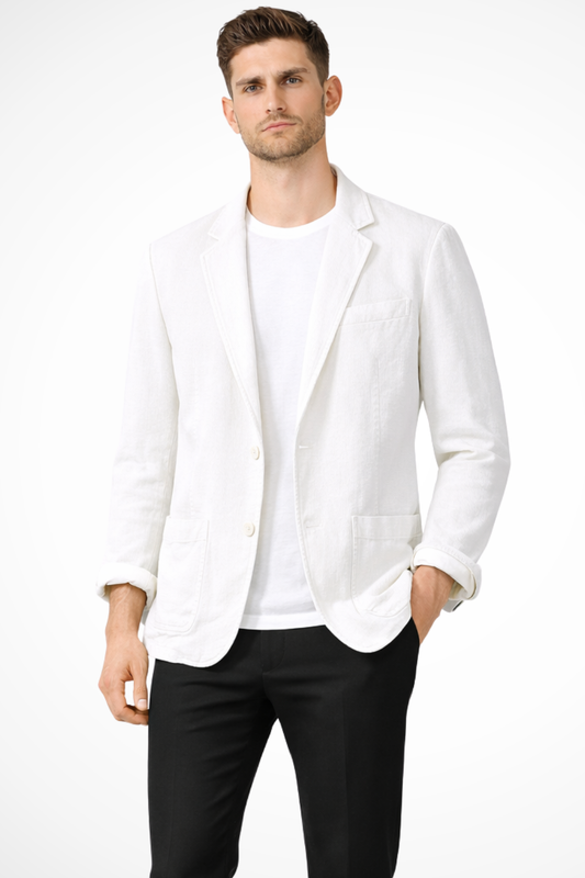 Men's White Casual Blazer in White