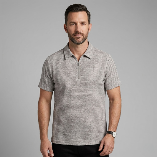 Men's Zip Up Half Zip Polo Shirt