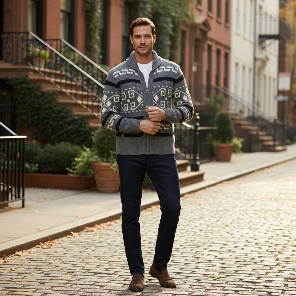 Men's Shawl Collar Vintage Cardigan