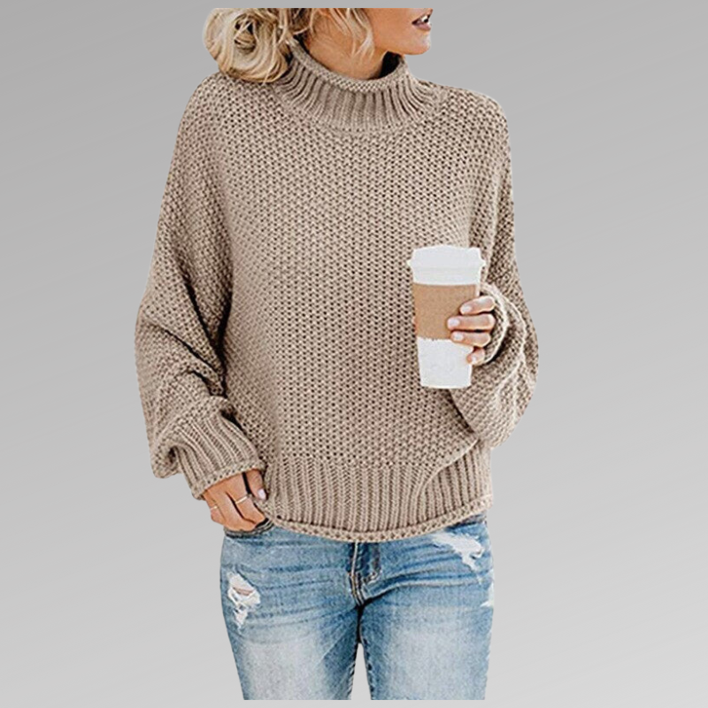 Women's Chunky Knit Batwing Roll Neck Jumper view 9