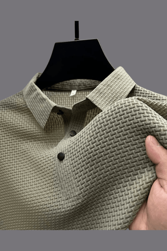 Men's Short Sleeve Casual Polo Shirt in Khaki Reige