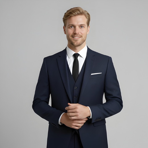 Men's Slim Fit Single Breasted Three Piece Suit