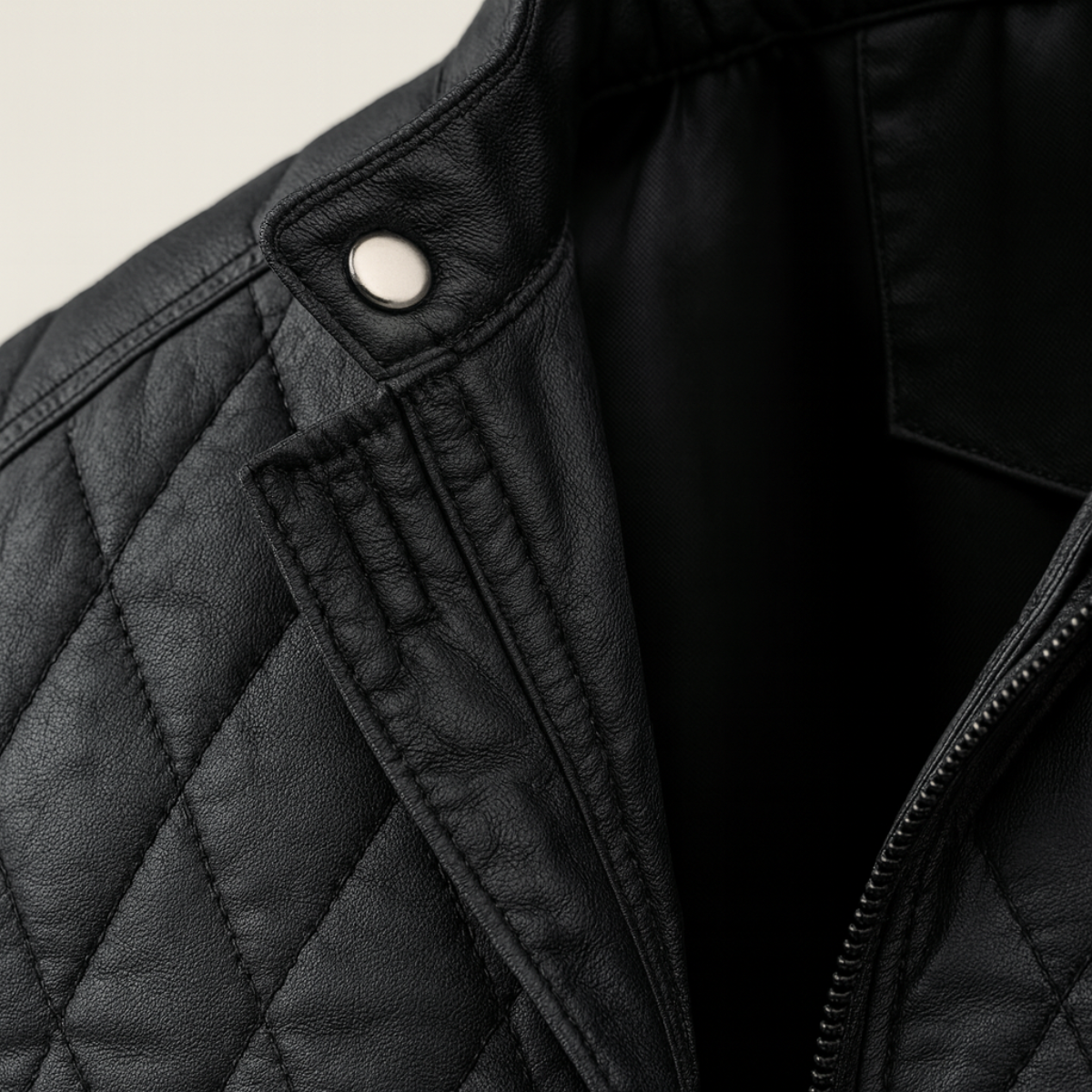 Men's Zip Detail Stand Collar Quilted Jacket
