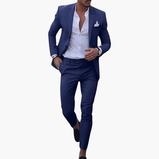Men's Slim Fit Formal Two Piece Set in Blue