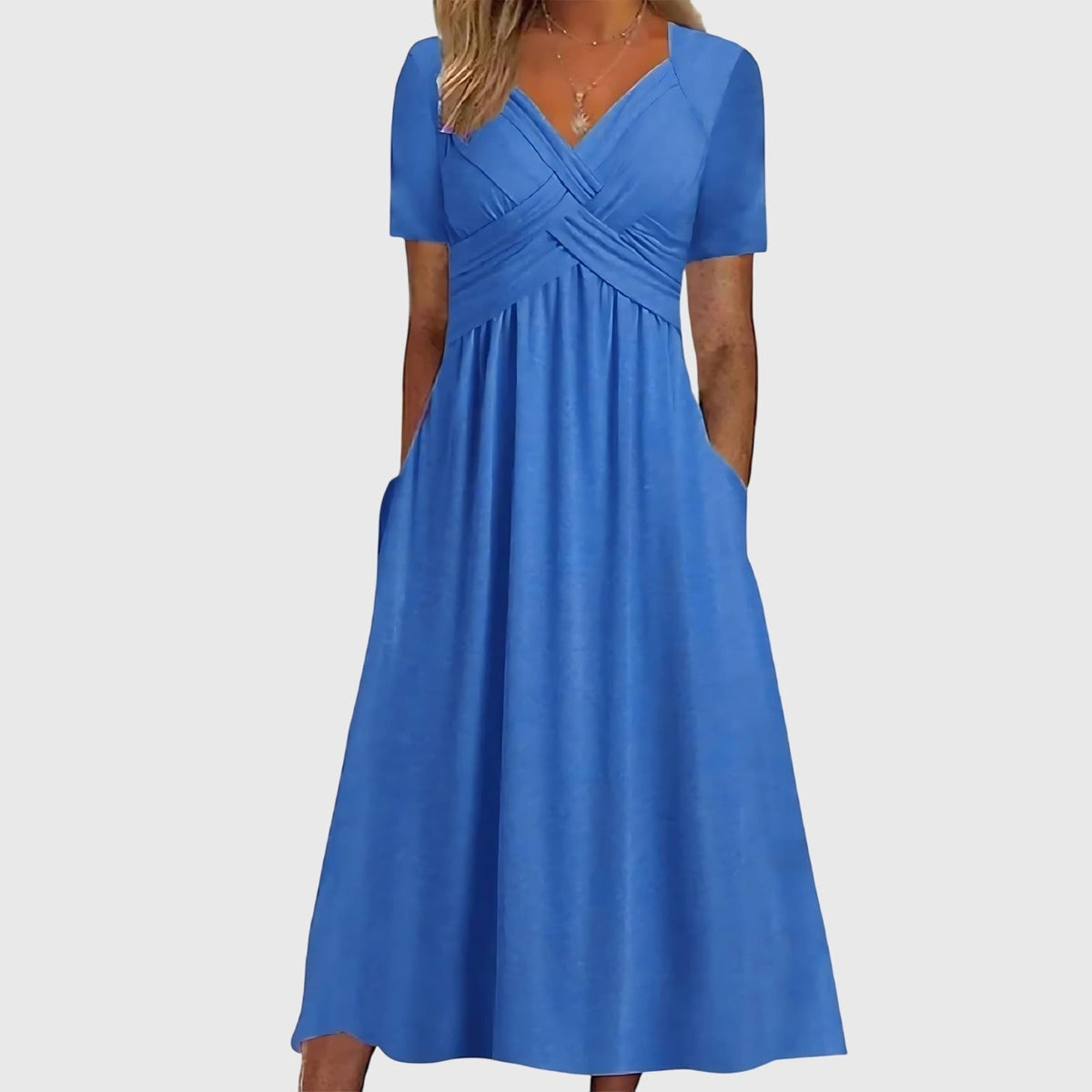 Women's Tummy Control Midi Dress in Blue