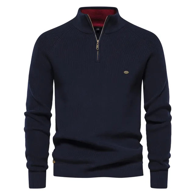 Men's Ribbed Knitted Quarter Zip Jumper view 10