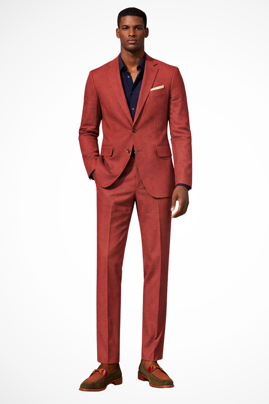 Men's Lapel Collar Single Breasted Button Front Three Piece Suit in Red