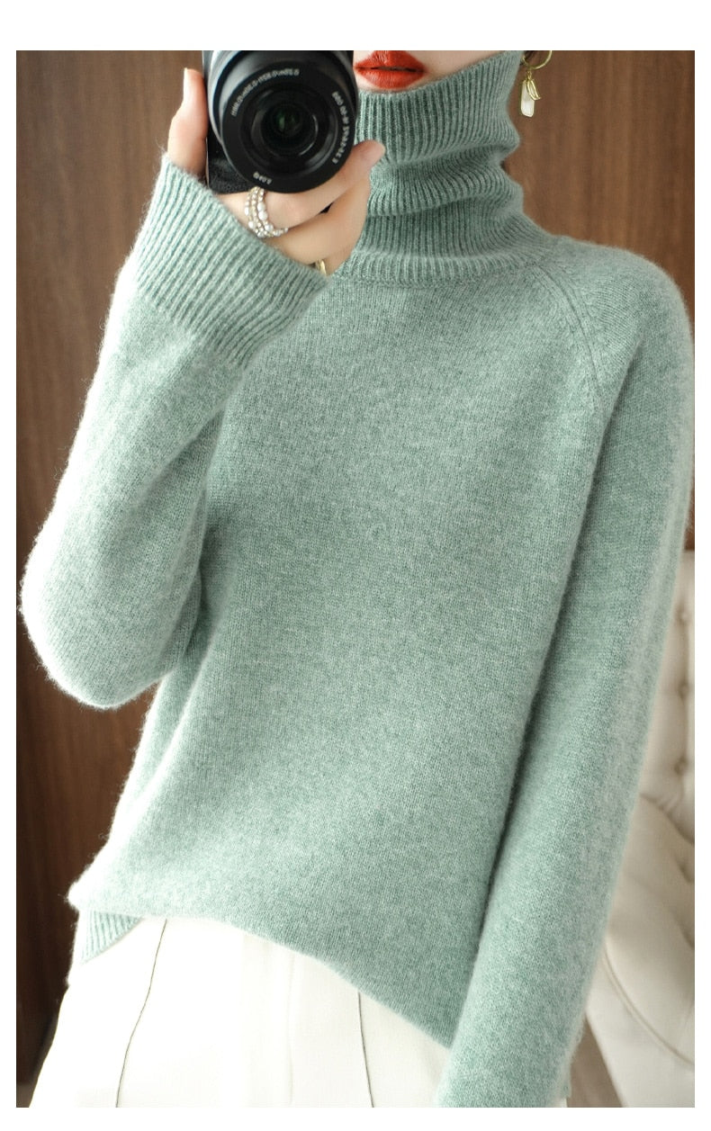 Women's Plain Roll Neck Fine Knit Jumper view 8