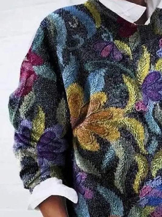 Women's Leopard Print Knitted Crew Neck Draped Jumper view 2