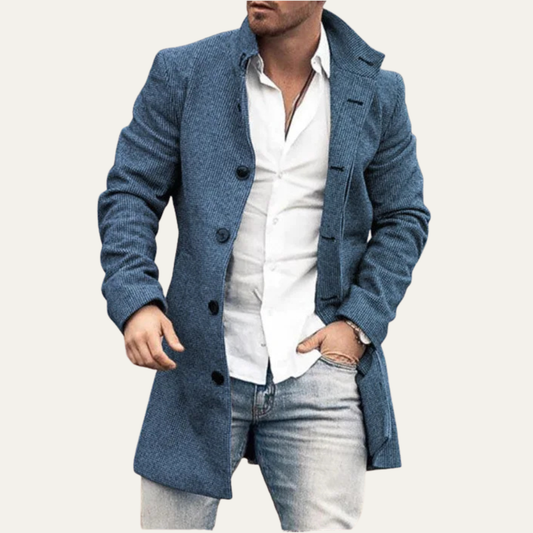 Men's Blue Checked Winter Coat