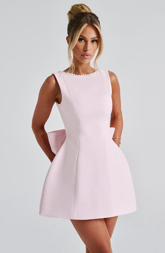 Women's Open Back Bow Detail Mini Dress