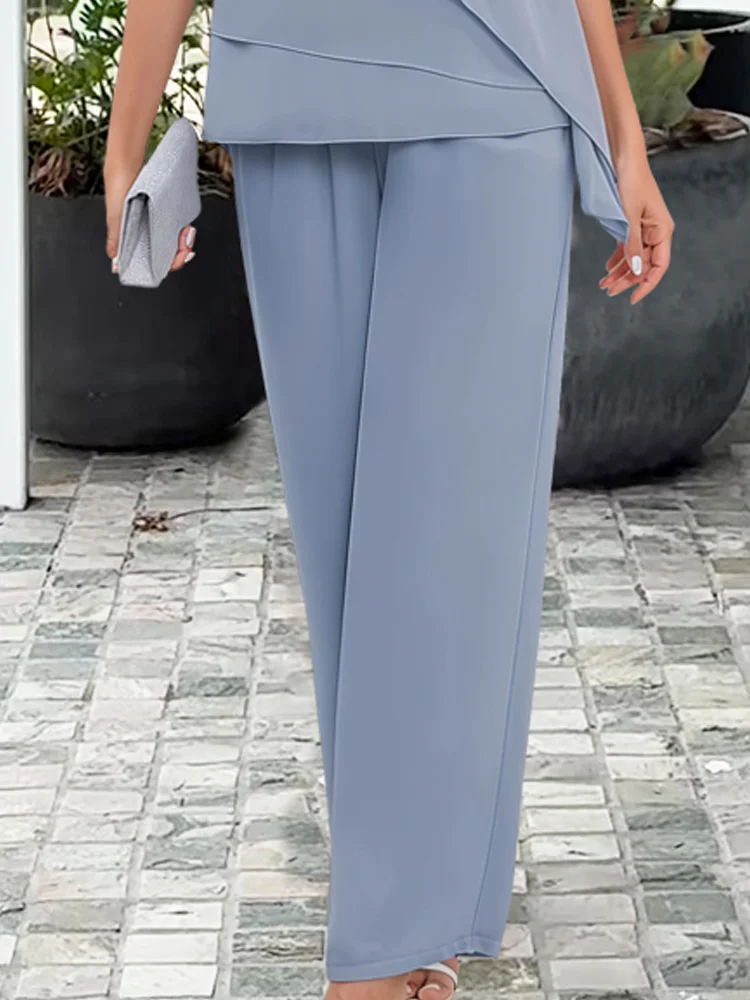 Women's Asymmetric Layered Top and Trouser Set