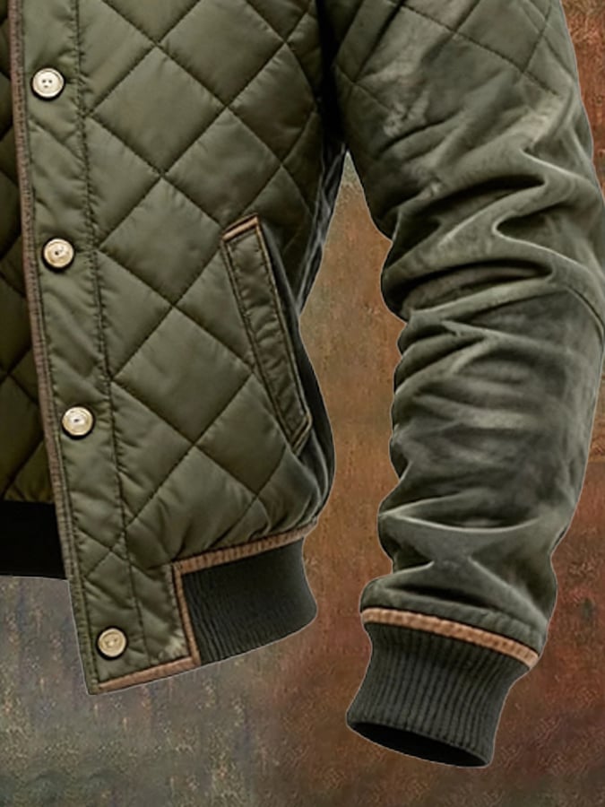 Men's Green Quilted Jacket view 3