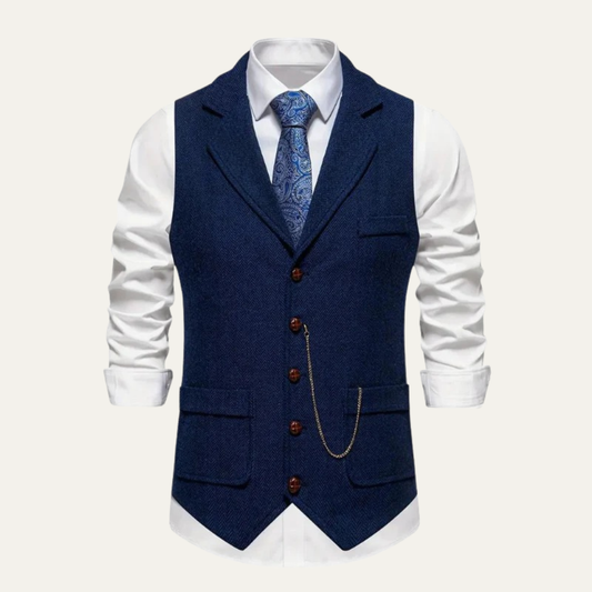 Men's Navy Blue Tailored Gilet
