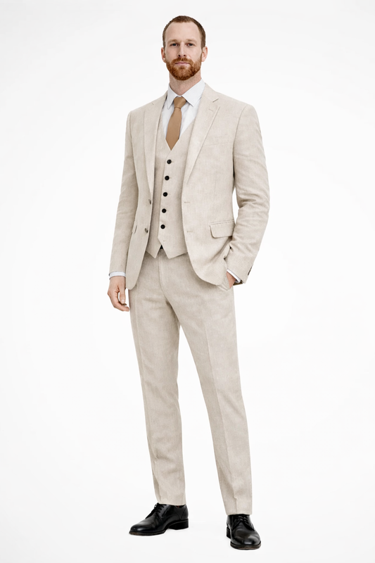 Men's Lapel Collar Button Front Three Piece Suit view 2
