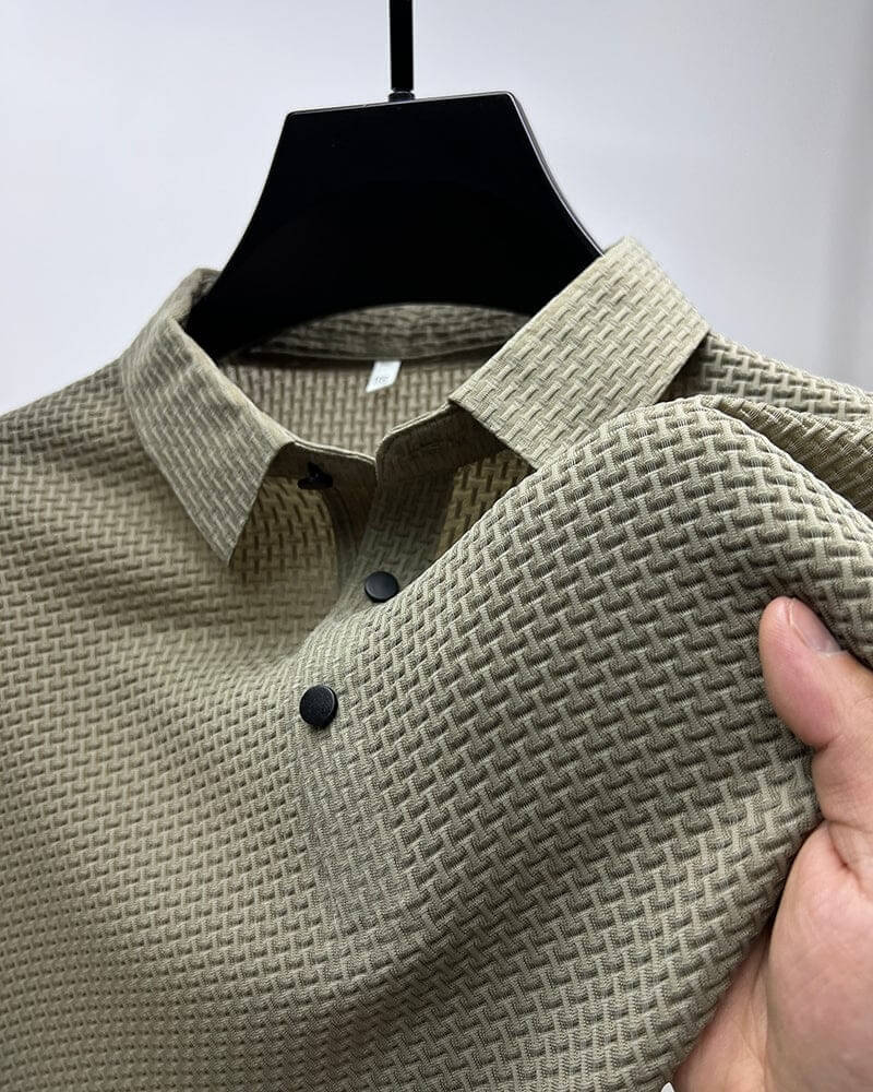 Men's White Short Sleeve Polo Shirt in Khaki