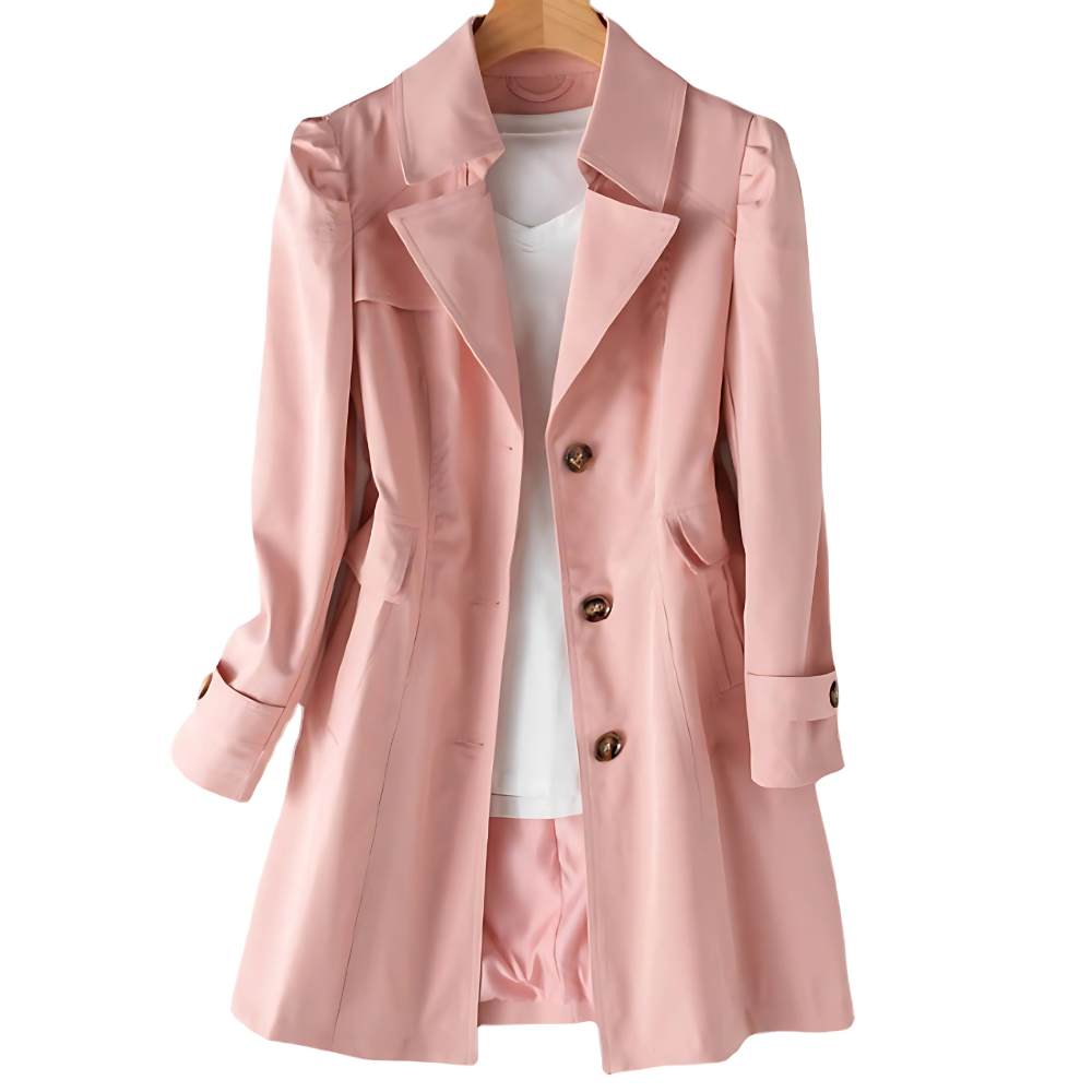 Women's Collared Single Breasted Knee Length Trench Coat view 6