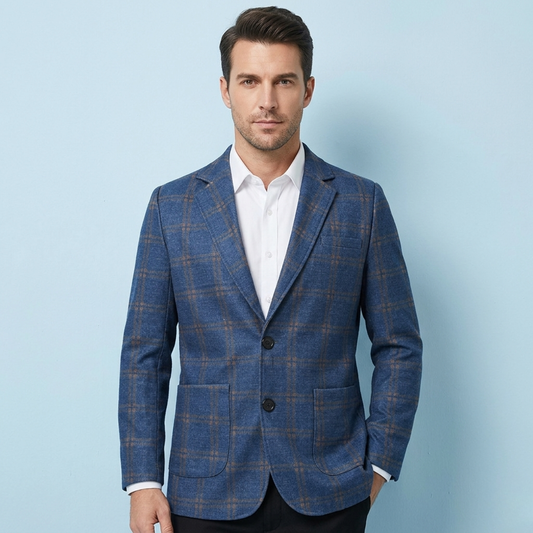 Men's Blue Checked Tailored Blazer