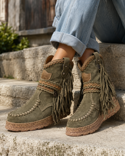 Women's Fringed Moccasin Ankle Boots view 2