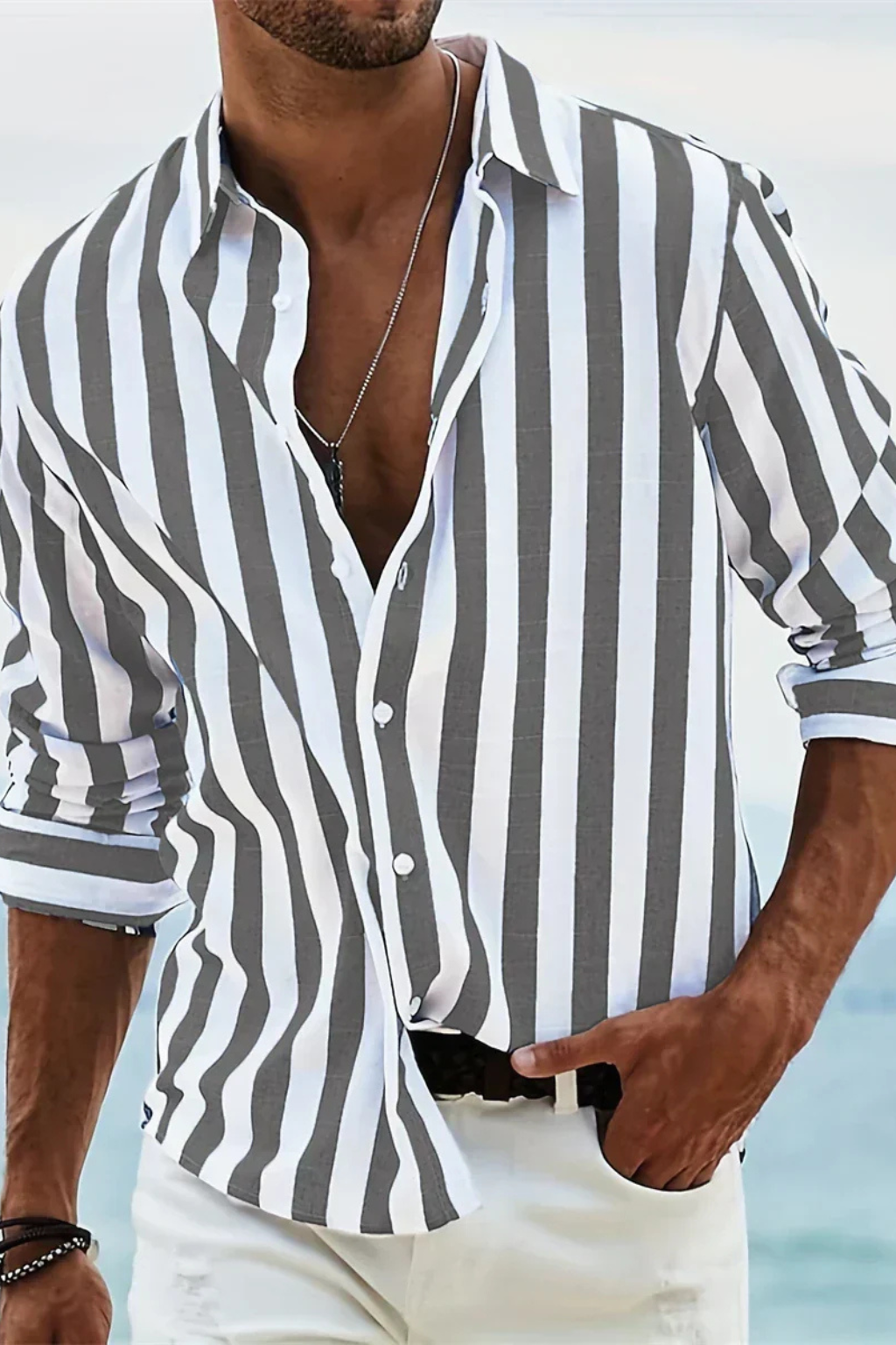 Men's Pink Striped Casual Shirt