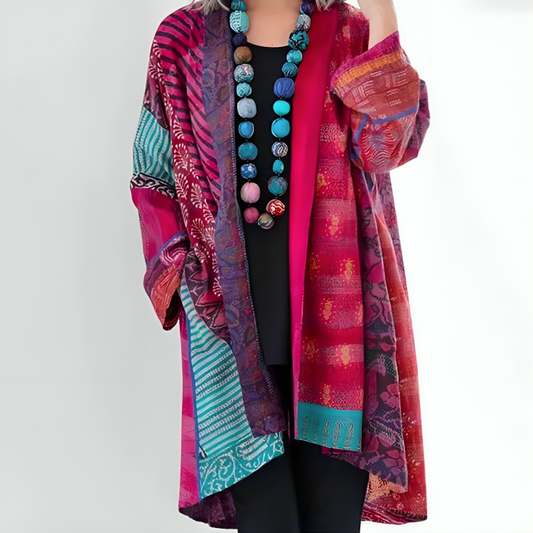 Women's Patchwork Layered Kimono view 2