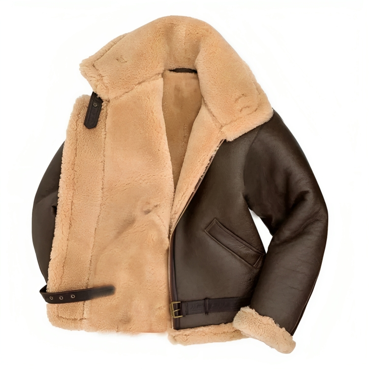 Men's Brown Zip Up Casual Faux Fur Coat view 3