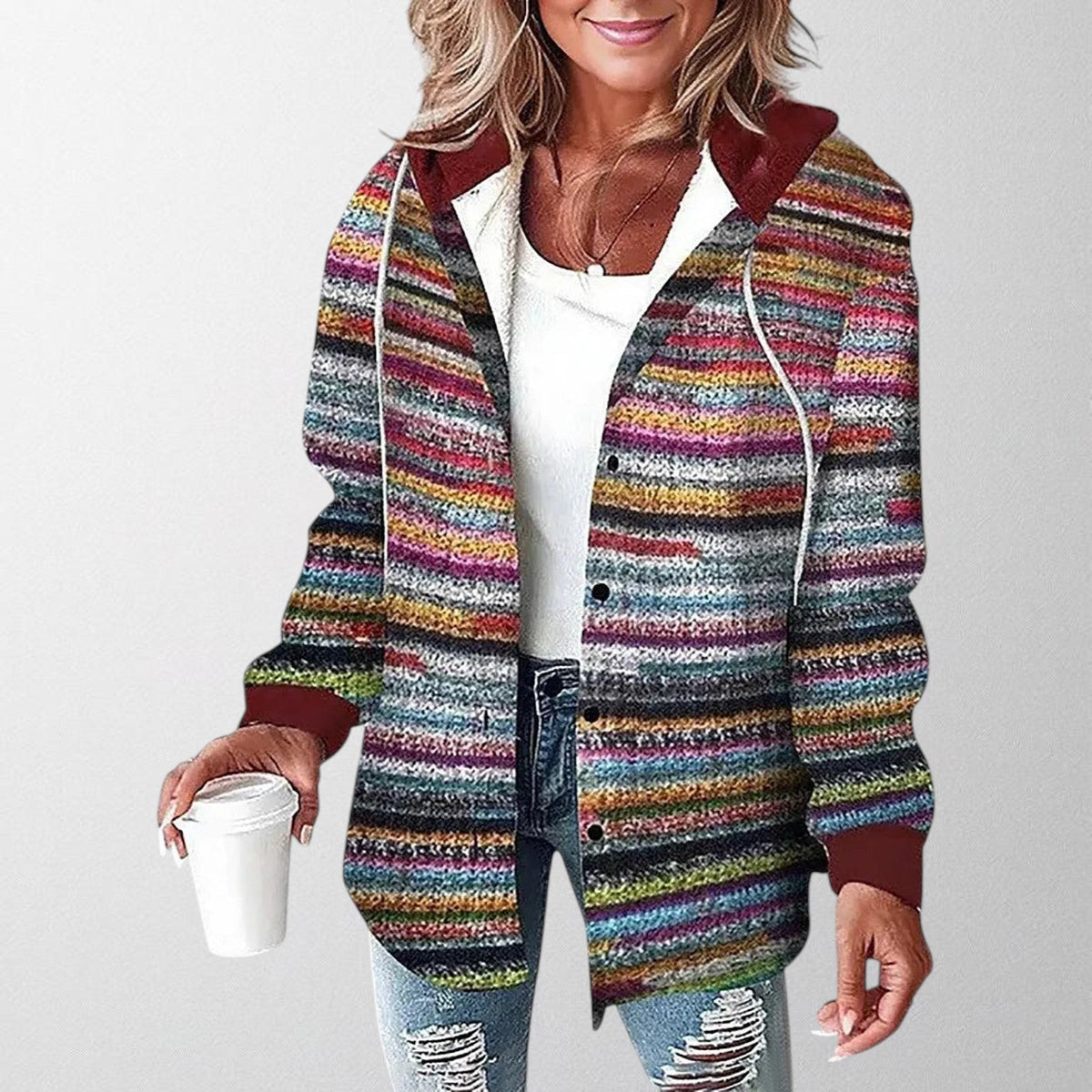 Women's Hooded Zip Up Bomber Jacket view 6