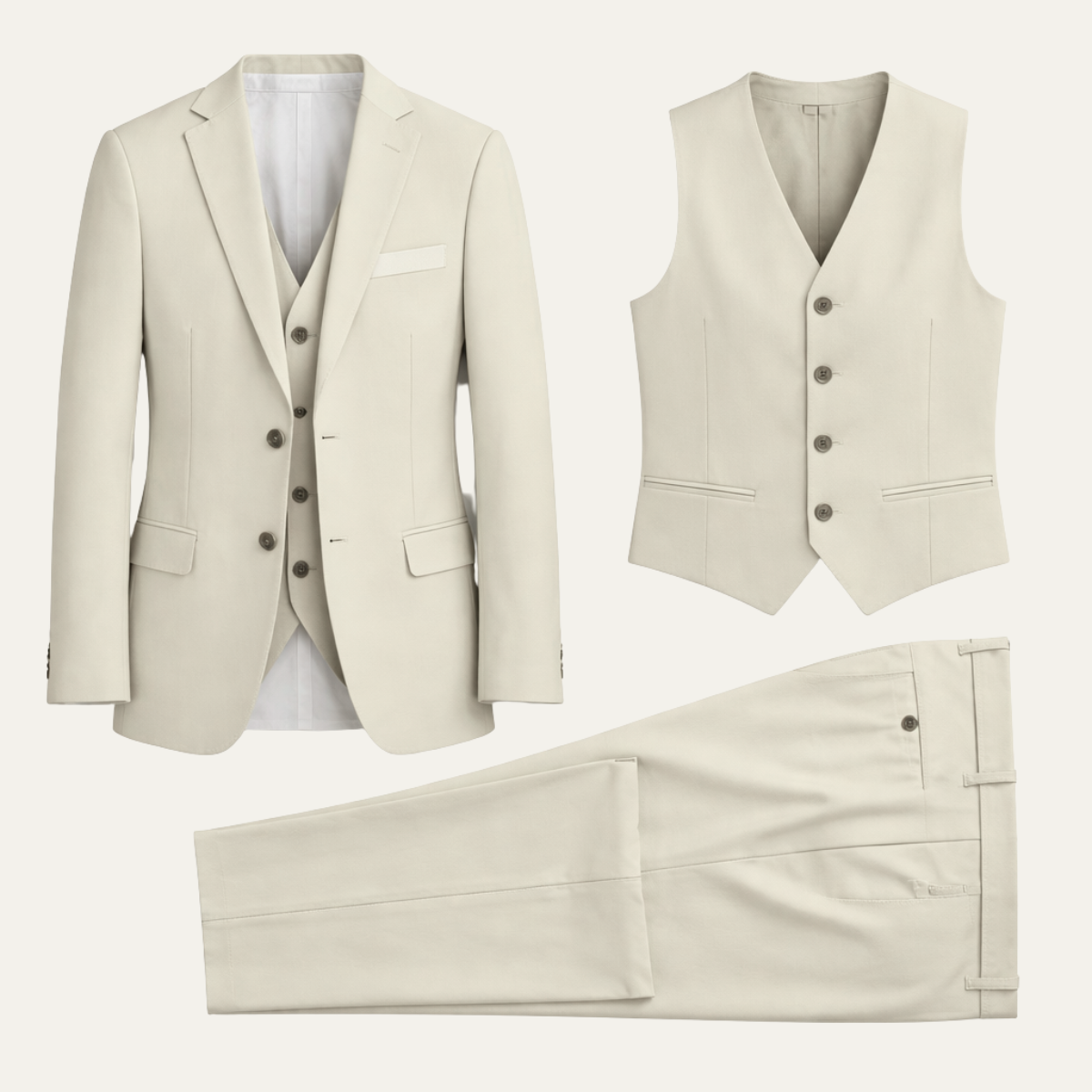 Men's Apricot Slim Fit Formal Three Piece Suit