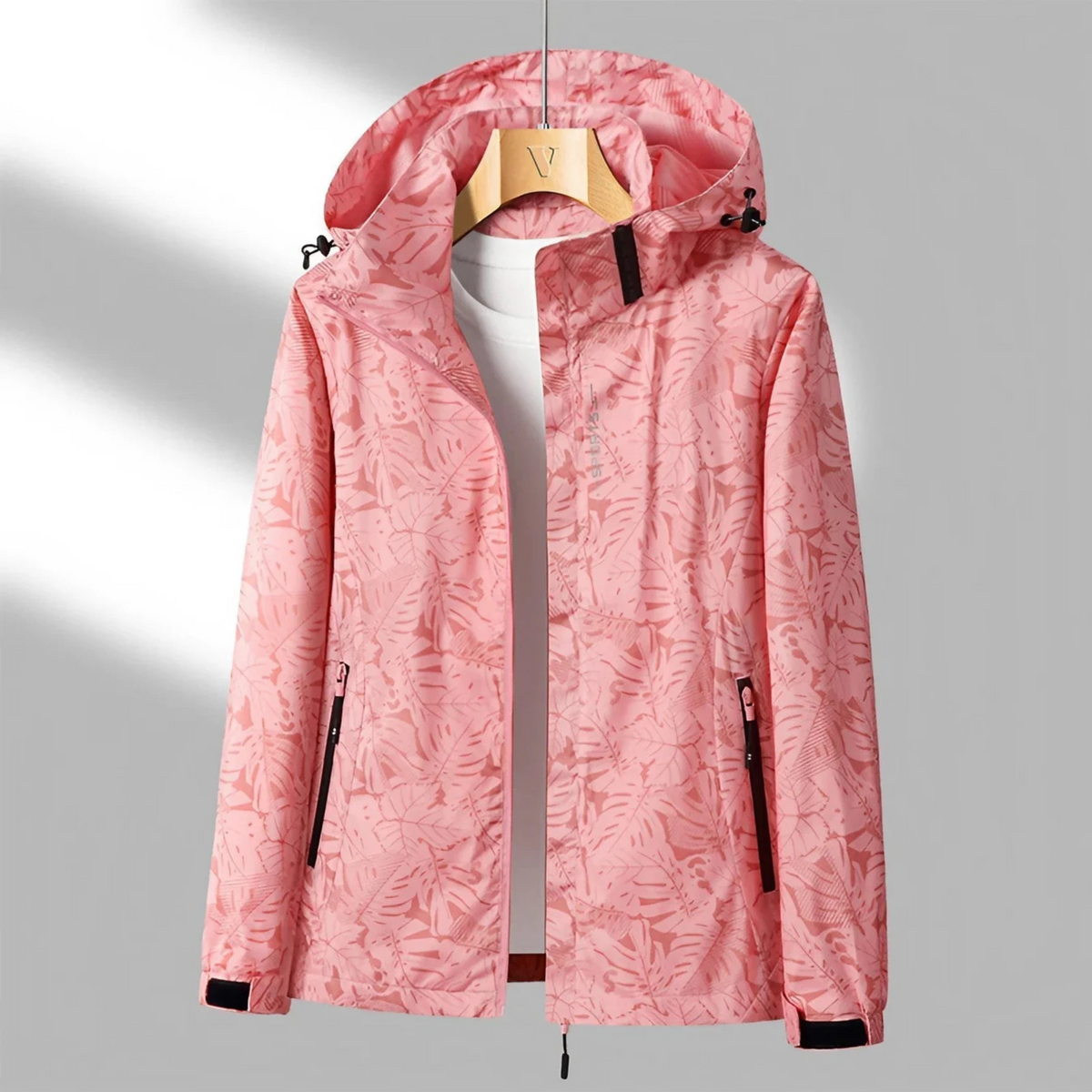 Women's Hooded Patch Pocket Bomber Jacket view 6