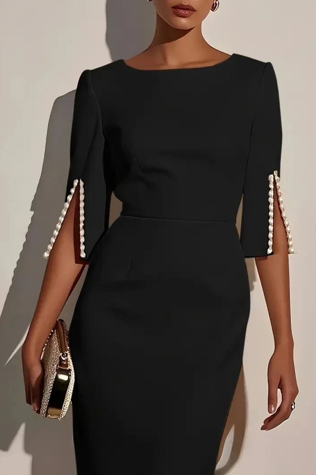 Women's Three Quarter Sleeve Midi Dress