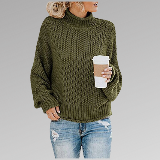 Women's Chunky Knit Batwing Roll Neck Jumper view 2