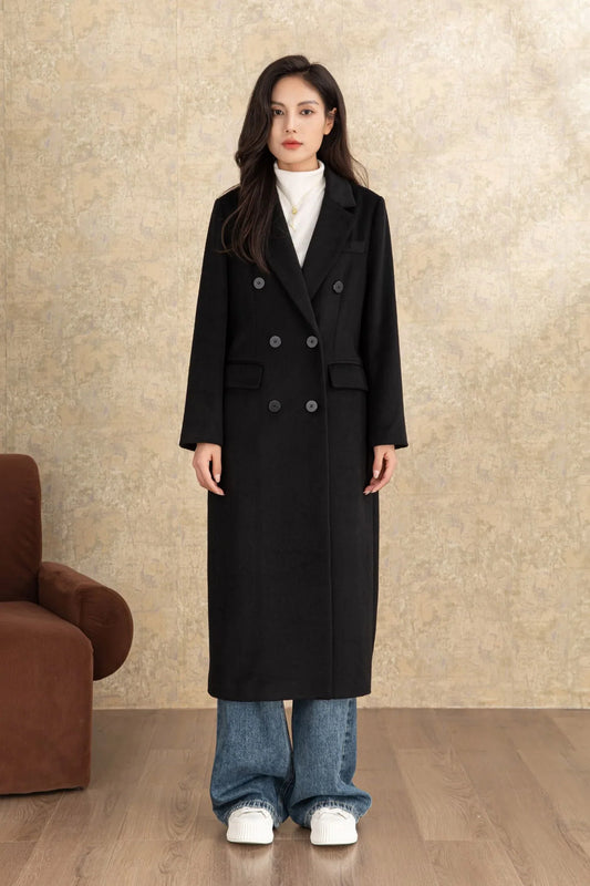 Women's Slim Fit Overcoat in Black
