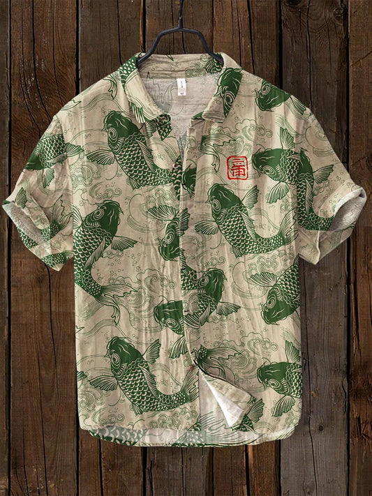 Men's Beige Shirt in Green