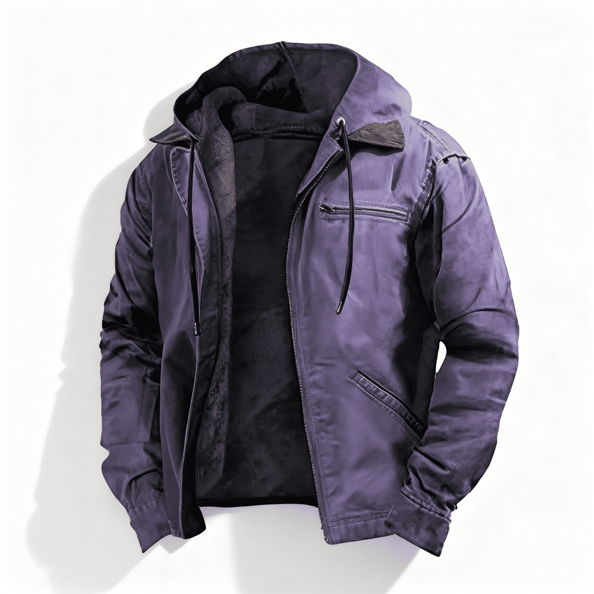 Men's Hooded Winter Coat in Purple