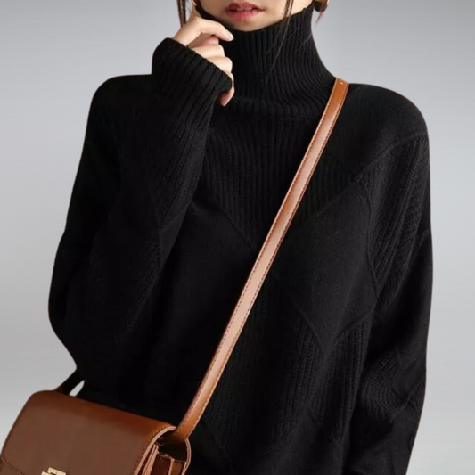 Women's Knitted Roll Neck Draped Jumper view 2