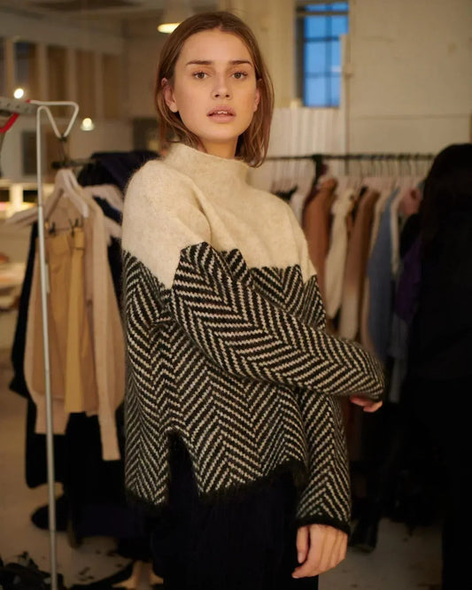 Women's Herringbone Colour Block Roll Neck Jumper view 2