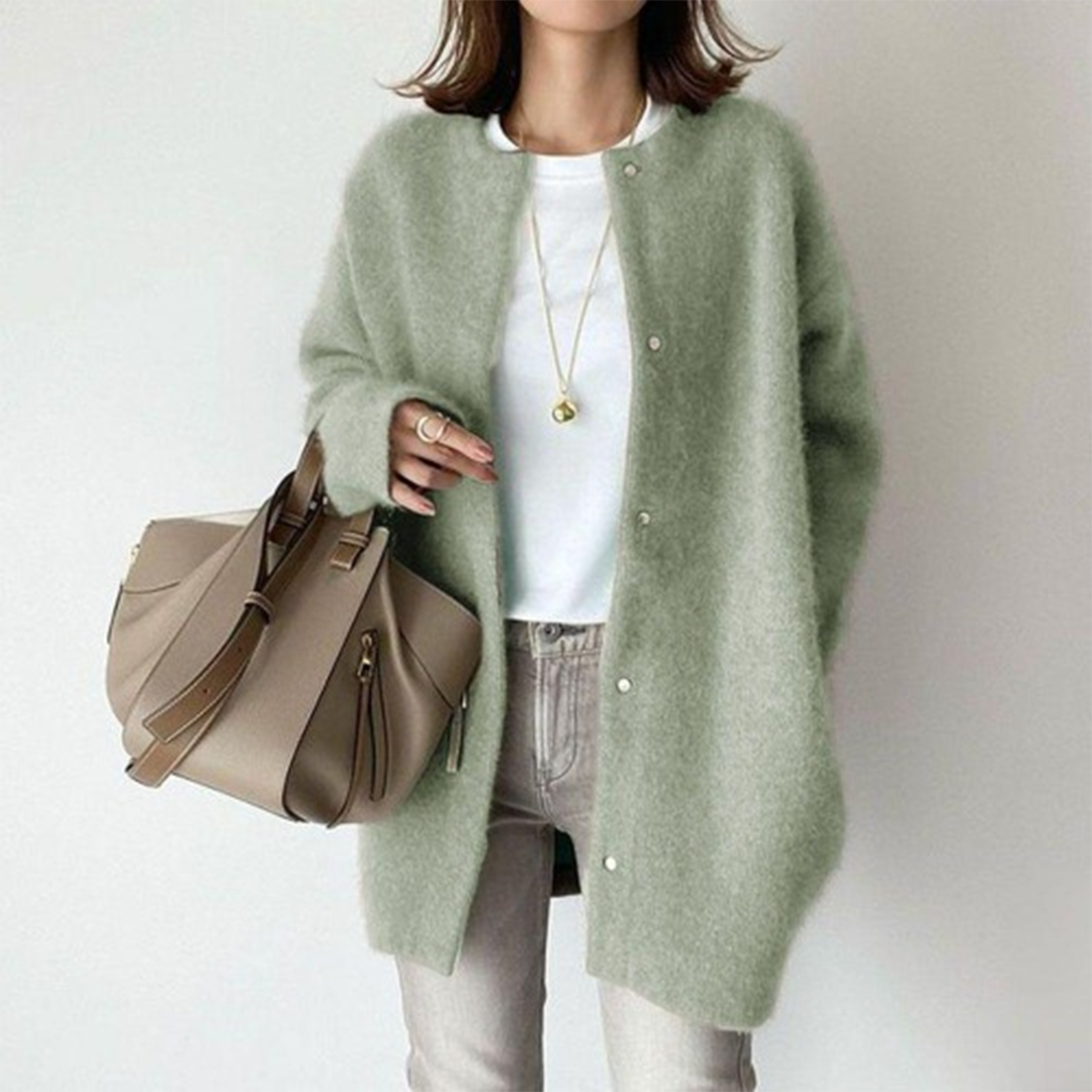 Women's Collarless Longline Knitted Cardigan view 6